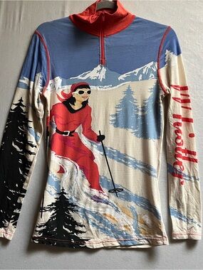 Neve Merino Wool Silk 1/4 Zip Whistler Ski Top XS